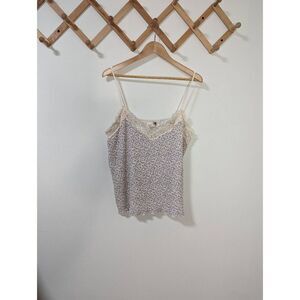 Everleigh Crinkle Release Pleate Cami Lace Trip Tank Top - Size L